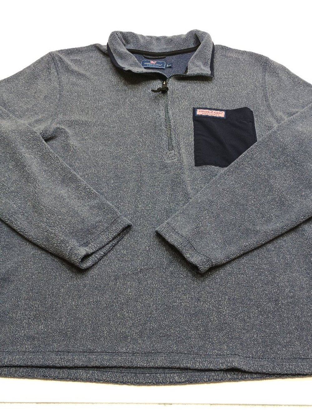 Vineyard Vines Performance Fleece 1/4 Zip Pullover Gray Navy Pocket Men’s XL - Picture 5 of 12
